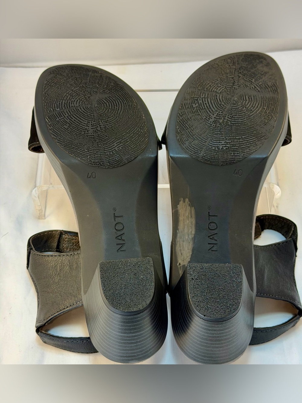 Naot Black Leather  and Suede Two-Strap Comfort Sandals - Picture 14 of 15